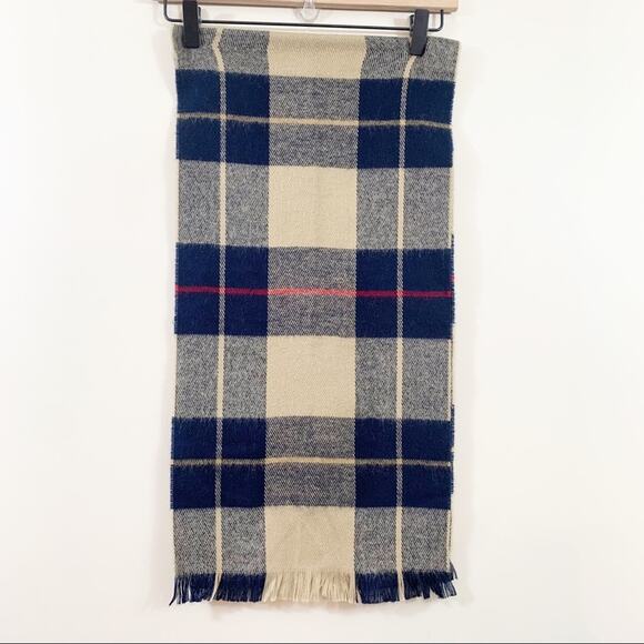 Cashmillion Accessories - Cashmillion Tan/Navy/Red Plaid Scarf